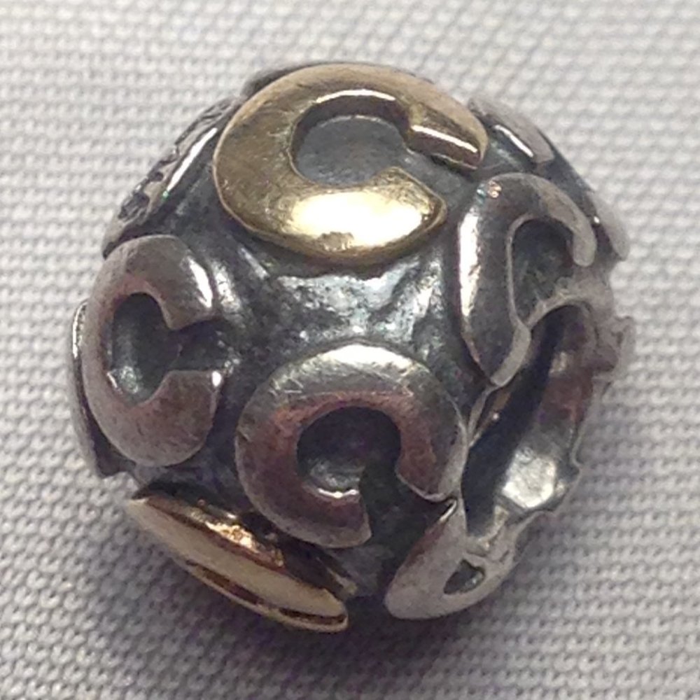 Pandora Retired 79298C Two-Tone Letter C Charm